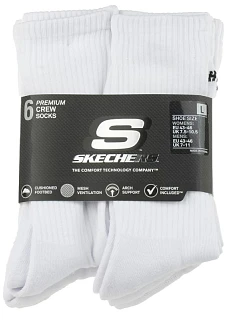 Ponožky Skechers 6pk Core Crew LG S118220-WHT, biele, veľkosť 43–46