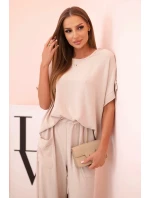 Komplet z viskózy halenka + kalhoty tmavě béžový Komplet z viskózy halenka + kalhoty tmavě béžový