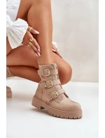 Ocieplane Botki Damskie Ze Zdobieniem Beżowe Ciascia Ocieplane Botki Damskie Ze Zdobieniem Beżowe Ciascia