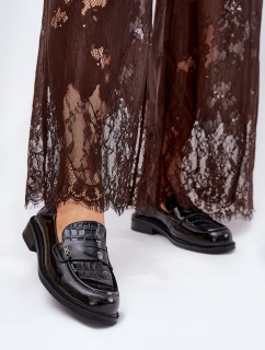 Lakierowane Skórzane Mokasyny Damskie Vinceza 91125 Czarne