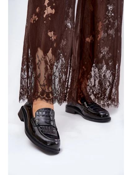 Lakierowane Skórzane Mokasyny Damskie Vinceza 91125 Czarne