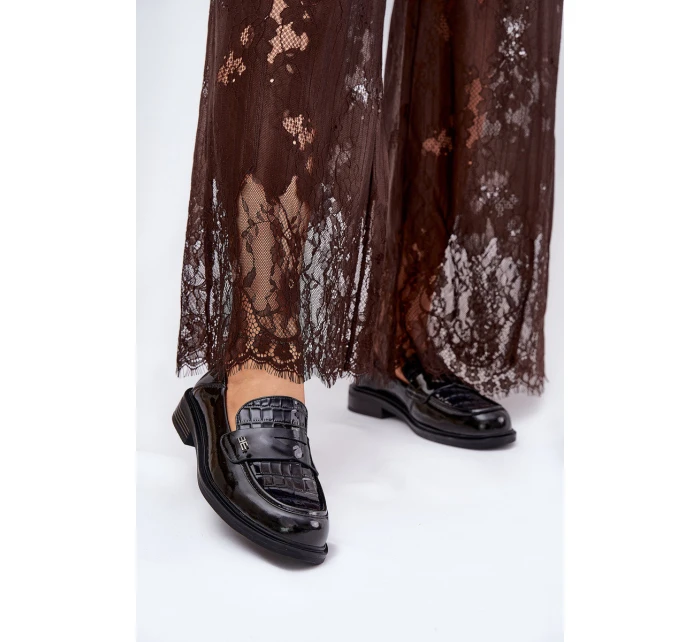 Lakierowane Skórzane Mokasyny Damskie Vinceza 91125 Czarne