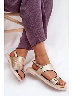 Kožené dámské nízké zlaté sandály Vinceza 86434