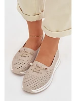 Dámske kožené poltopánky LR61-7044 beige - S.Barski