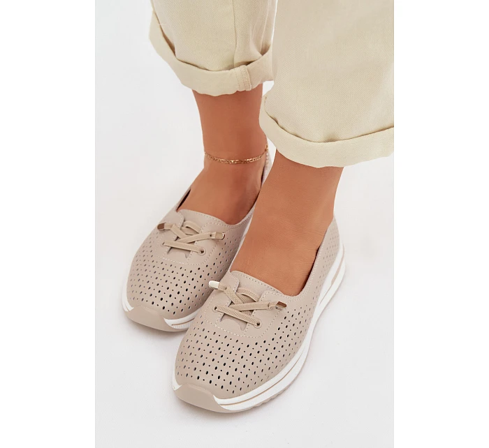 Dámske kožené poltopánky LR61-7044 beige - S.Barski