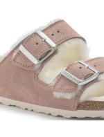 Birkenstock Arizona Suede Leather Shearling Pink Clay LAF Insulated Flip Flops Narrow (1023258) - dámske