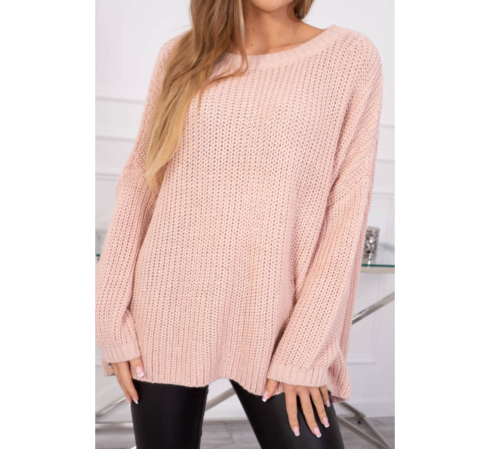 Široký oversize sveter púdrovo ružový