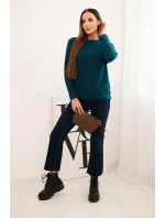 Dámský svetr z baby alpaky s dlouhým rukávem mořský Dámský svetr z baby alpaky s dlouhým rukávem mořský