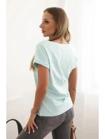Dámska bavlnená blúzka s ozdobnou potlačou ESL mint