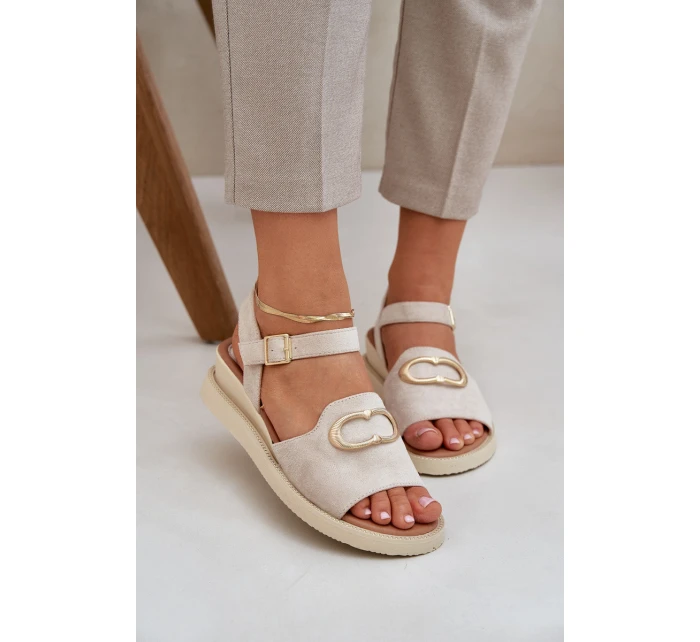 Dámské Sandály Na Klínu S Ozdobou Béžové model 21685257 - Boto