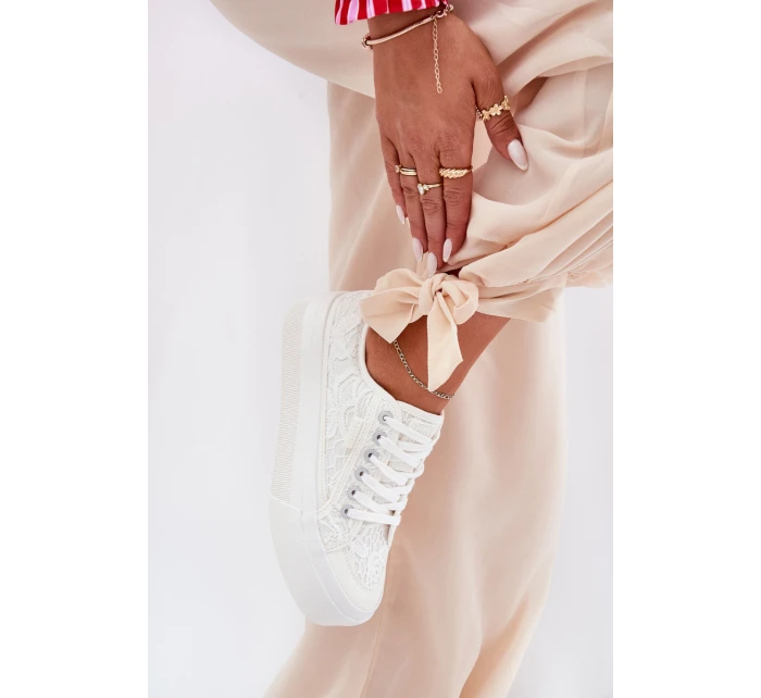 Dámské Krajkové Tenisky Big Star model 21690706 Bílé - Big Star Shoes Dámské Krajkové Tenisky Big Star model 21690706 Bílé - Big Star Shoes