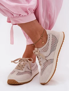 Dámské síťované tenisky z semiše světle béžové model 22123261 - EVENTO