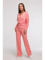 Široké kalhoty s předními  korálová barva model 21047265 - BeWear