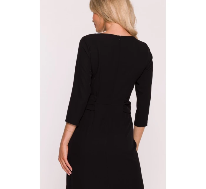 S425 Šaty s volánom - čierne