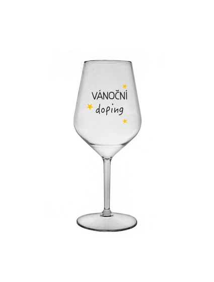 VÁNOČNÍ DOPING - čirá nerozbitná sklenice na víno 470 ml