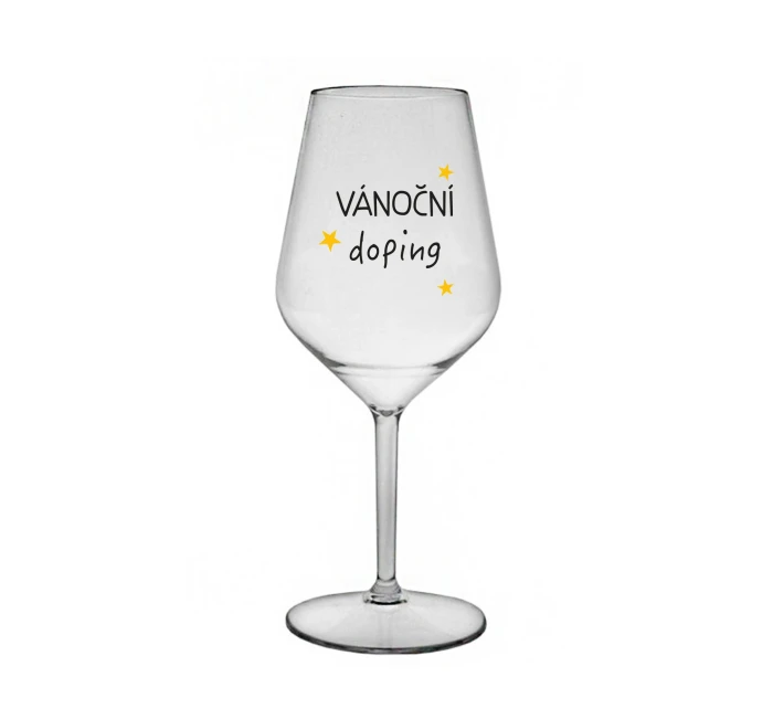 VÁNOČNÍ DOPING - čirá nerozbitná sklenice na víno 470 ml