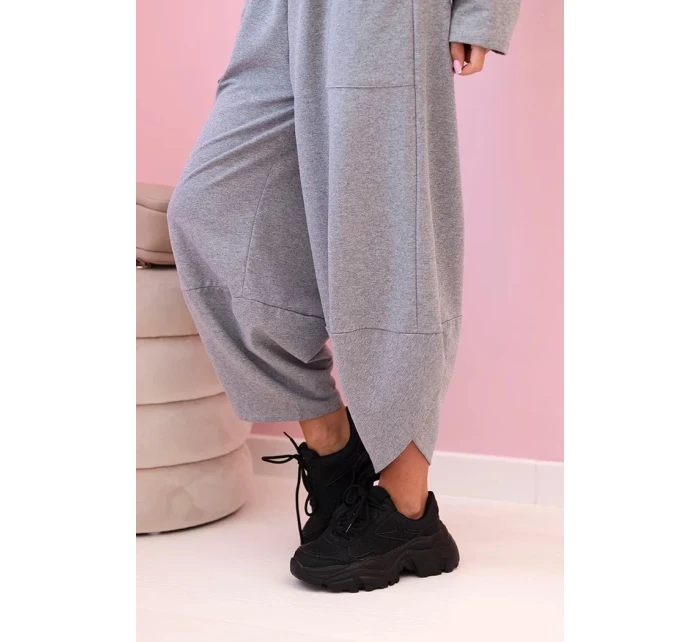 Bavlněná mikina kalhoty set šedá melanž