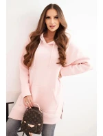 Zateplená mikina s rozparky na bokoch púdrovo ružová