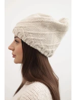 Dámská zimní čepice s ozdobným pletením a střihem béžová model 21878057 - K-Fashion