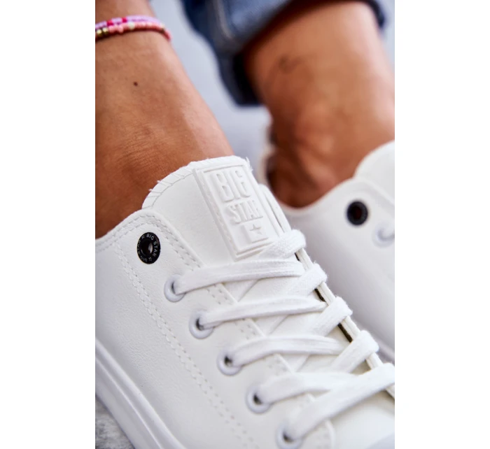 Damskie Skórzane Niskie Trampki Big Star KK274010 Białe