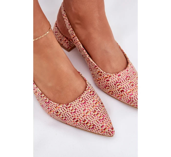 Plecione Sandały Damskie Na Delikatnym Obcasie Multikolor Jorela Plecione Sandały Damskie Na Delikatnym Obcasie Multikolor Jorela