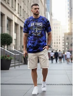 Tshirt męski klasyczny moro z nadrukiem niebieski model 22225087 - FashionStreet