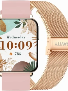 Smart hodinky Gravity Rose Gold Pink 2 Stripes GT17-1