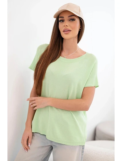 Dámská viskózová oversize halenka s krátkým rukávem a kulatým výstřihem model 22045239 - K-Fashion