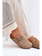 Dámské nazouváky a na platformě s přezkou khaki model 21689831 - Boto