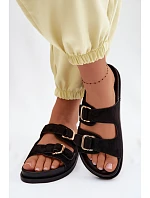 Dámské pantofle se zlatými sponami Černé Pelorin