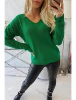 Svetr model 21764628 s výstřihem do V zelený - Kesi Svetr model 21764628 s výstřihem do V zelený - Kesi