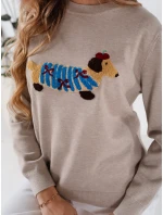 Dámský svetr s aplikací  béžový Dstreet model 21991044 - FashionStreet