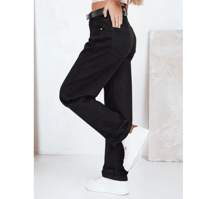 Dámske široké čierne džínsy FashionStreet UY2760