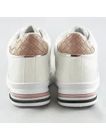 Bielo-béžové športové topánky so skrytým klinom (666-16)