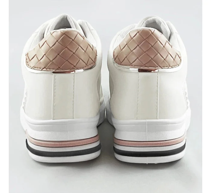 Bielo-béžové športové topánky so skrytým klinom (666-16)