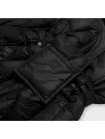 Čierna páperová bunda so stojatým golierom a kapucňou (ag2-j82)