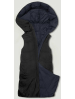 Tmavo modro-čierna obojstranná dlhá dámska vesta (V723)