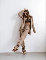 Dámsky oblek cappuccino s ľanom (VE48) Dámsky oblek cappuccino s ľanom (VE48)