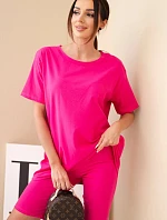 Dámsky bavlnený set s krátkym rukávom a šortkami žltý