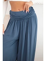 Dámske viskózové nohavice so širokými nohavicami a džínsovým vzorom