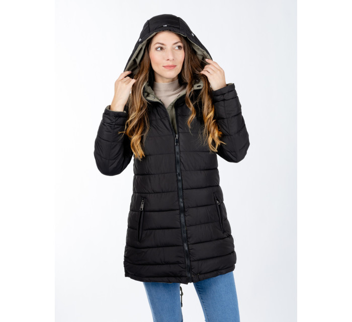 Dámska obojstranná zimná bunda GLANO - svetlozelená/čierna