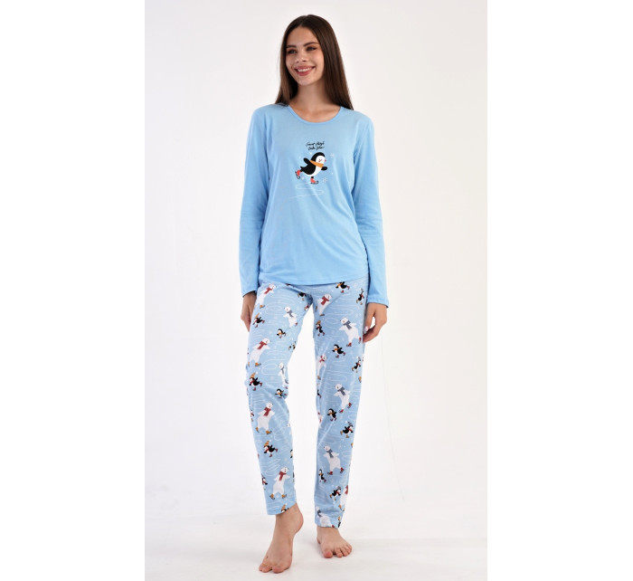 Dámske dlhé pyžamo Penguin on ice blue - Vienetta