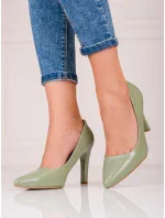 Moderní dámské zelené  lodičky na jehlovém podpatku