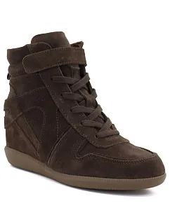 Skórzane sneakersy damskie botki na koturnie czekoladowe Vinceza 31712 dámské