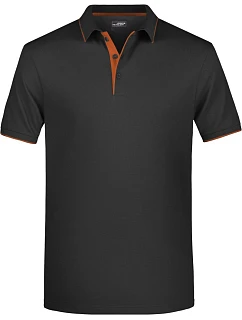 Daiber JN 728 Pánske polo tričko z piké s kontrastným lemom 02.0728 čierna/oranžová