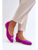 Zazoo 2887 Zamszowe Baleriny Z Ozdobnym Motylem Fuksja