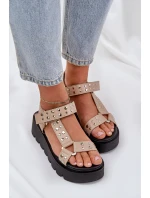 Zdobione Sandały Na Platformie Beżowe Tatellia Zdobione Sandały Na Platformie Beżowe Tatellia