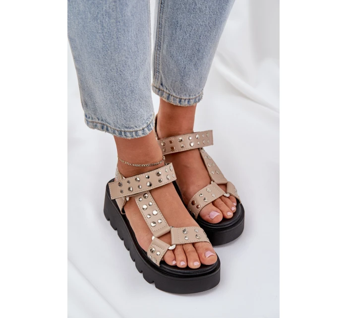 Zdobione Sandały Na Platformie Beżowe Tatellia Zdobione Sandały Na Platformie Beżowe Tatellia