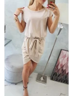 Šaty 8980 s prepletenou spodnou časťou béžové - Kesi