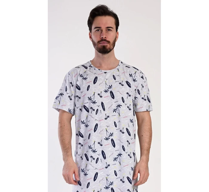 Pánska nočná košeľa Surfing Grey s potlačou - Vienetta Pánska nočná košeľa Surfing Grey s potlačou - Vienetta